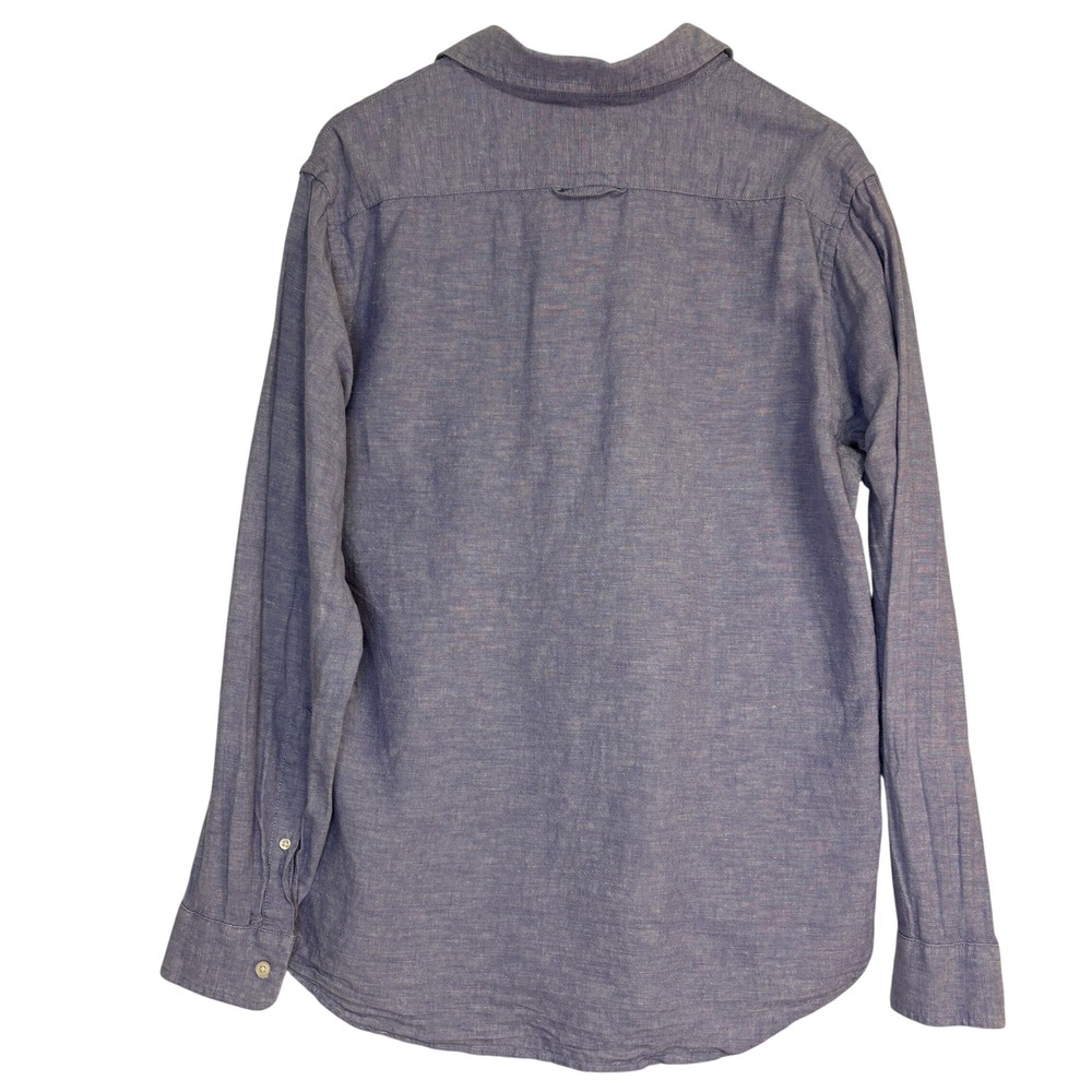 Banana Republic Linen Blend Slim Fit Button Up‎ Shirt Mens L Blue Costal Casual - Picture 3 of 7